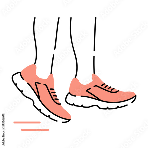 A sketchy style illustration depicting running shoes