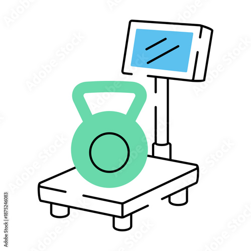 A hand drawn style illustration showing a weight scale