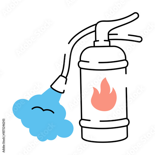 A sketchy style illustration showing a fire extinguisher