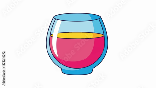 A cartoonish, stylized depiction of a rounded glass filled with a vibrant pink liquid and a thin yellow layer Free Download A cartoonish, stylized depiction of a rounded glass filled with a vibrant pink liquid and a thin yellow layer - GFXLoad