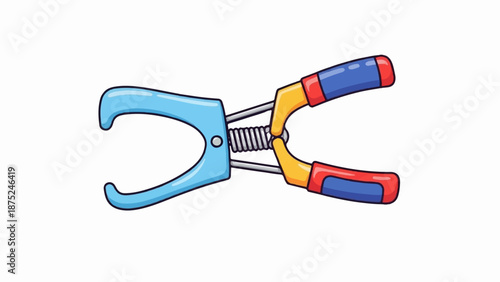A cartoon-style blue plier tool with red and yellow handles