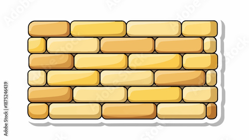 A cartoon-style brick wall illustration with rounded, irregularly colored bricks and a subtle shadow