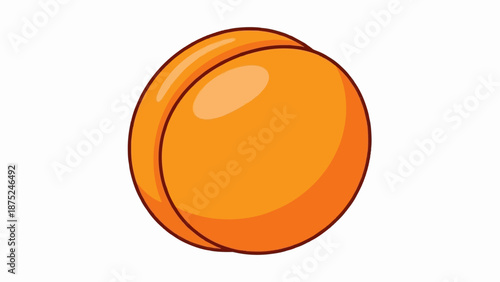 A cartoon-style depiction of a single, plump orange apricot with a smooth, glossy surface, rendered in bright, vibrant hues