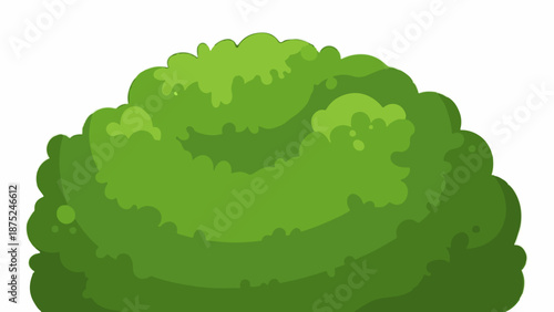 A cartoon-style illustration of a lush green hedge with rounded, fluffy foliage and layered shading