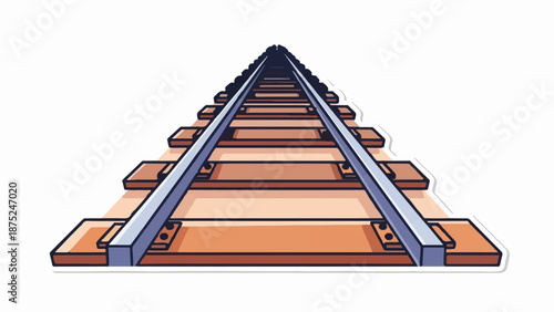 A close-up, angled view of a railroad track disappearing into the distance