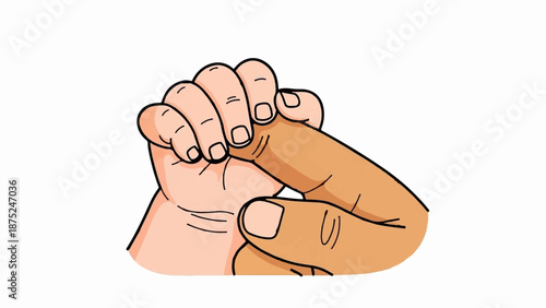 A close-up cartoon illustration of two hands, one lighter and one darker, clasped together