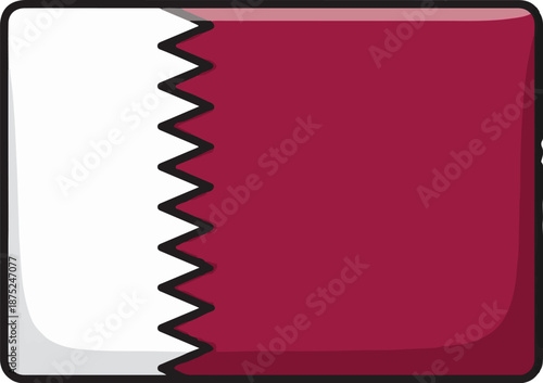 A digital illustration of the flag of Qatar, featuring a maroon and white design with a serrated edge