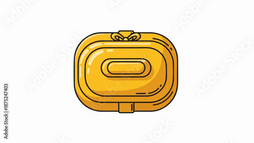 A golden, oval-shaped case with a clasp and embossed detail