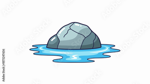 A gray rock sits in the middle of bright blue water