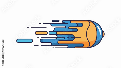 A dynamic abstract illustration of a fast-moving, colorful object