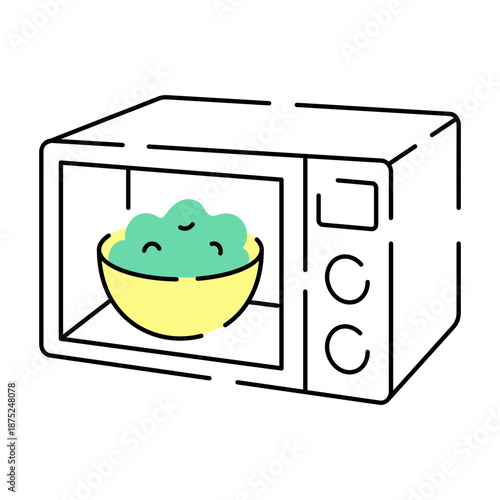 A drawing style illustration depicting microwave