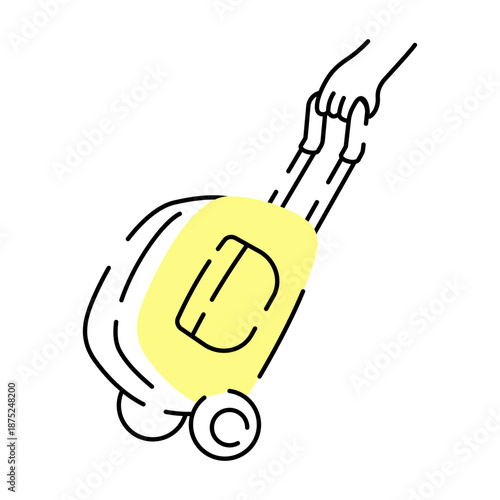 A doodle style illustration showing travel bag