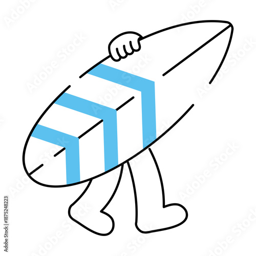 A hand drawn style illustration showing surfboard