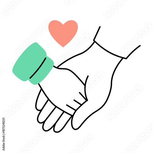 A doodle style illustration showing holding hand