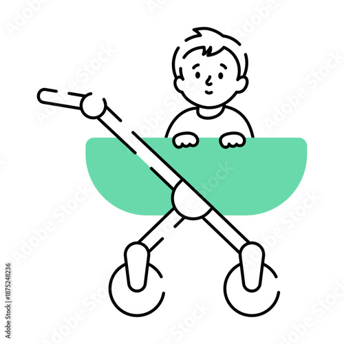 A drawing style illustration depicting baby stroller