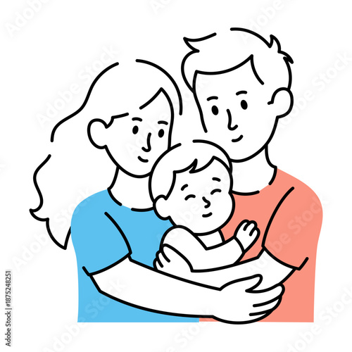 A sketchy style illustration representing happy family