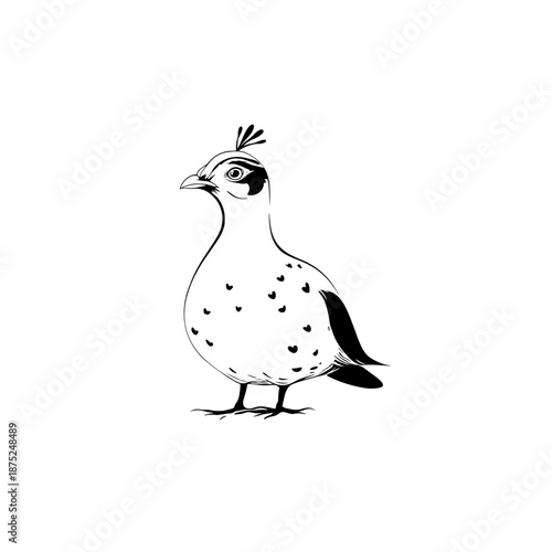 guinea fowl. guinea fowl simple black and white line art vector logo