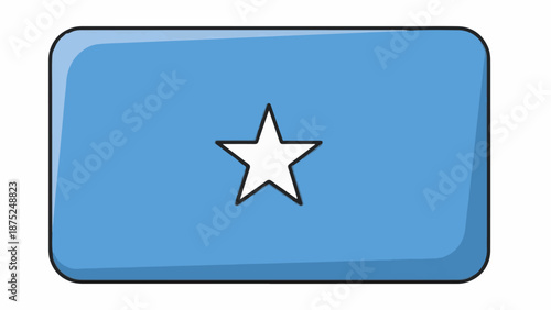 A rectangular shape with rounded corners, filled with light blue color, and a white star in the center
