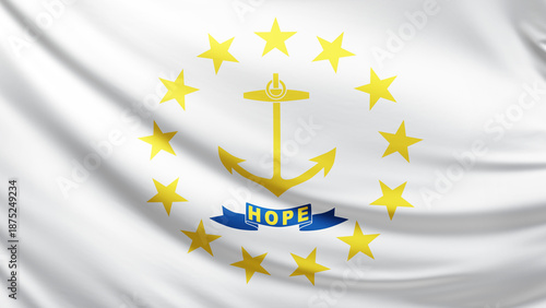 Rhode Island flag 4K flag background texture, flag of Rhode Island waving in the wind, realistic american state flag,USA, US patriotism