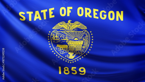 Oregon flag 4K flag background texture, flag of Oregon waving in the wind, realistic american state flag,USA, US patriotism