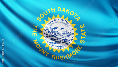 South Dakota flag 4K flag background texture, flag of South Dakota waving in the wind, realistic american state flag,USA, US patriotism