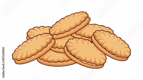 A pile of delicious, golden-brown cream-filled cookies