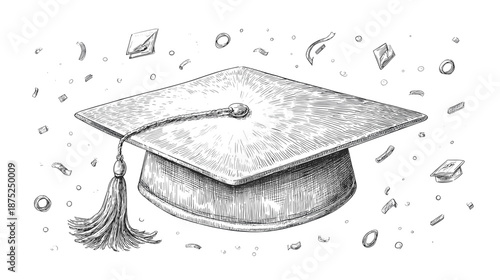 graduation cap on white background