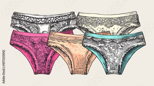 Colorful Collection of Vintage Style Underwear and Swim Shorts in Soft Pastel Hues