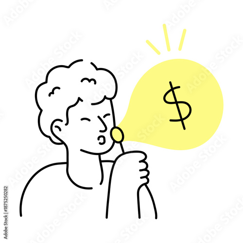 A hand drawn style illustration depicting a character making money