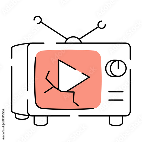A hand drawn style illustration depicting a tv commercial