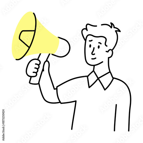 A doodle style illustration depicting an announcement