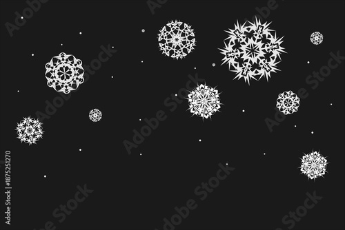 white snowflakes on a black background screensaver for your winter decorations