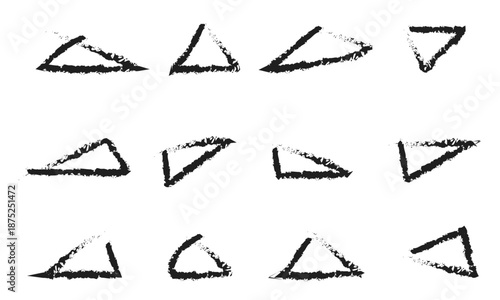 a collection of hand drawn triangles in various orientations and shapes
