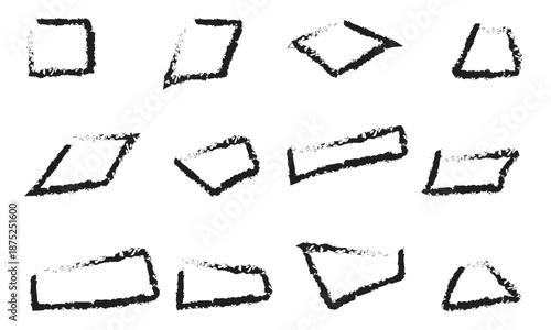 a collection of hand drawn shapes with various angles and orientations