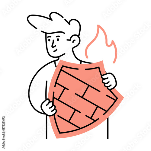 A hand drawn style illustration showing cloud firewall