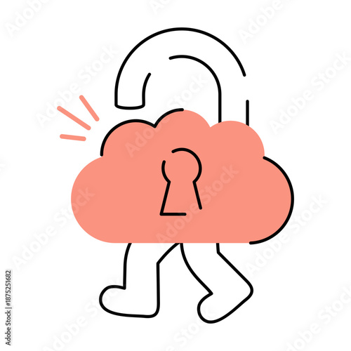 A sketchy style illustration representing secure cloud