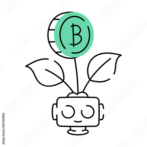 A drawing style illustration depicting bitcoin growth