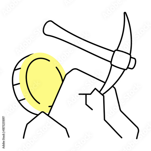 A doodle style illustration showing crypto mining