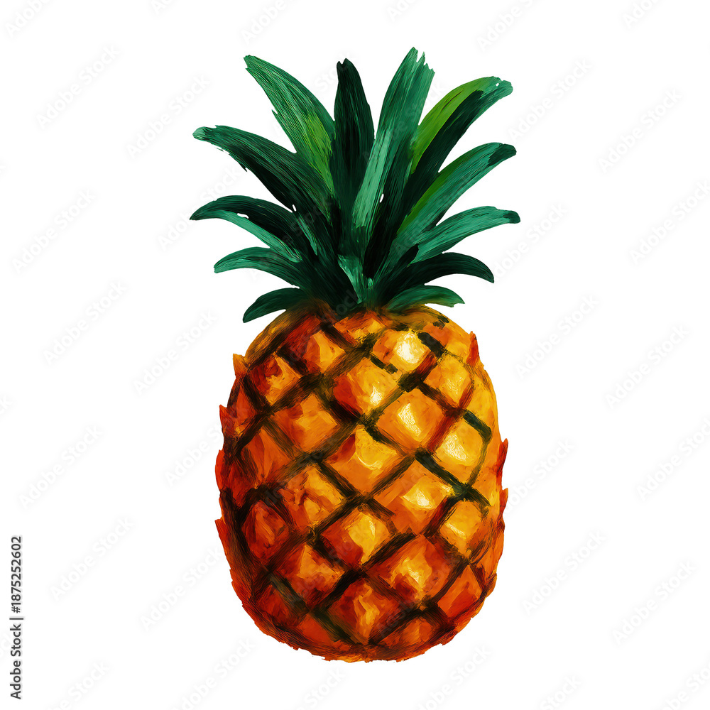 Fototapeta premium PNG Vibrant pineapple watercolor illustration.