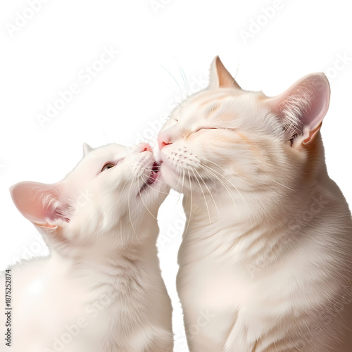 Wallpaper Mural Two White Cats Kissing Affectionately on Transparent Background Torontodigital.ca