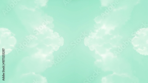 Pastel mint background with soft cloud-like patterns  