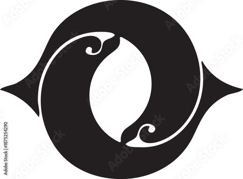 Vector illustration of a black and white yin yang fish symbol representing tao zen balance and harmony in a 3d cartoon design for meditation philosophy