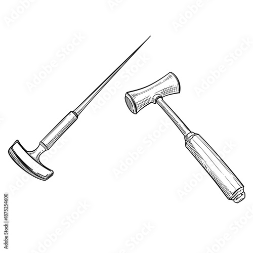 Lobotomy tools vector line art hand drawn illustration