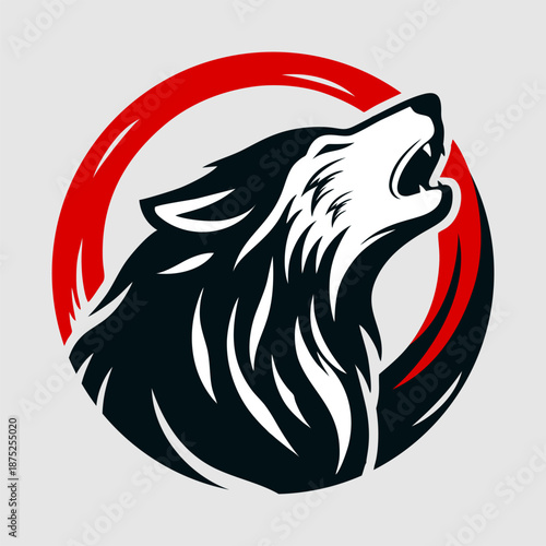 Wolf vector logo illustration template. Simple design hand draw in circle