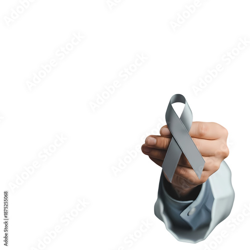 Wallpaper Mural Hand Holding Grey Ribbon for Awareness, Support, and Hope Torontodigital.ca