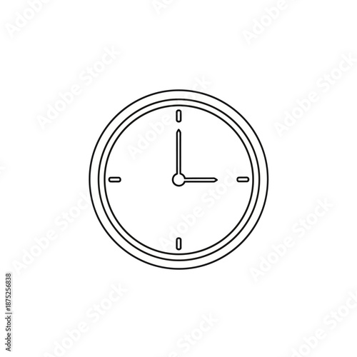 Minimalist Analog Wall Clock Showing Time on White Background