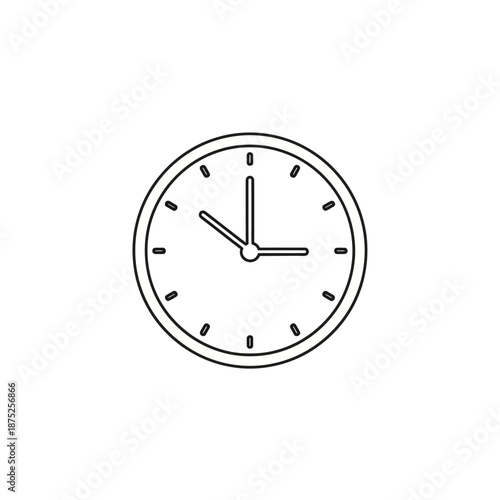 Minimalist Analog Wall Clock Showing Time with Hour and Minute Hands