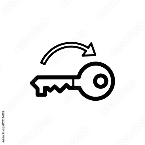 Key with Circular Arrow Symbol Representing Access or Security in Digital Concept