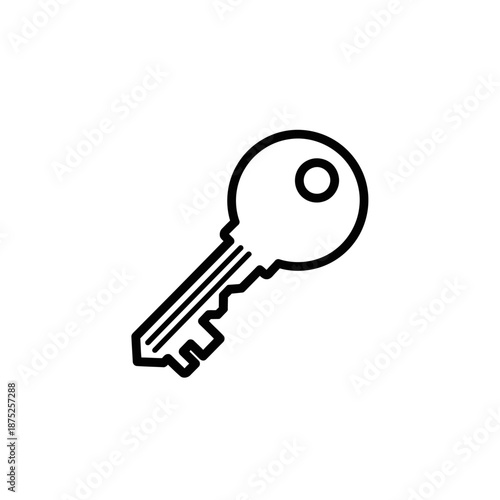 Minimalist Black and White Line Drawing of a Classic Key for Security and Access Concept