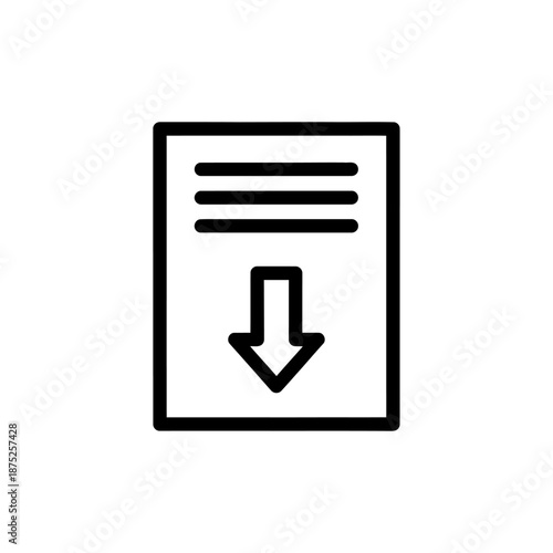 Minimalist Document Icon with Downward Arrow for Digital File Representation